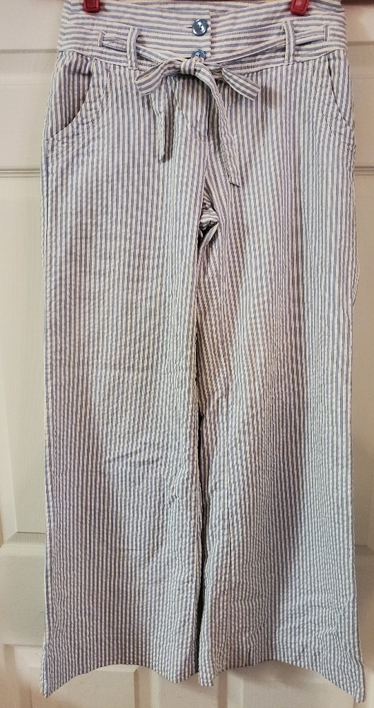 London Jean Seersucker Wide Leg Pant